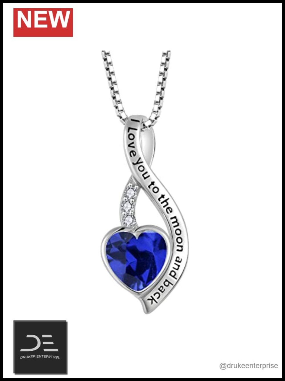 Sterling Silver Heart Pendant Necklace I Love You to the Moon and Back